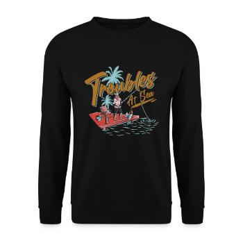 Troubles At Sea - Fishing - Norseman - Funny - Unisex Sweatshirt - black - Front - Alina (178cm) & Michal (187cm)