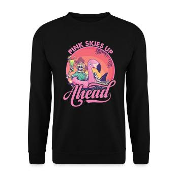 Pink Skies Up Ahead - Squelette - Flamant rose - Plage - Sweat-shirt Unisexe - noir - Devant - Alina (178cm) & Michal (187cm)