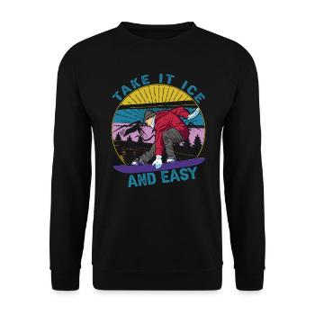 Take It Ice And Easy - Snowboarding - Skiing - S - Unisex Sweatshirt - black - Front - Alina (178cm) & Michal (187cm)