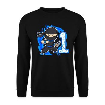 Ninja 1. Geburtstag Junge 1 Jahr alt Ninjas - Unisex Pullover - Schwarz - Vorne - Alina (178cm) & Michal (187cm)
