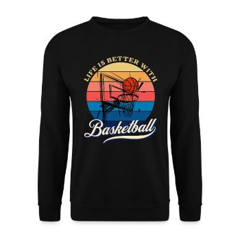 la vie est meilleure avec Basketball Summer Design - Sweat-shirt Unisexe - noir - Devant - Alina (178cm) & Michal (187cm)