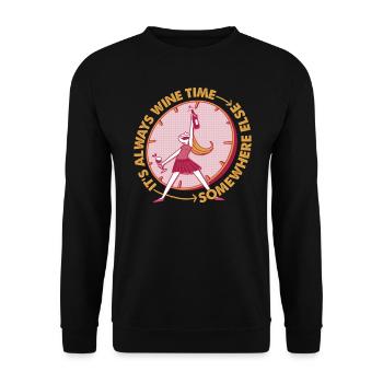 It's Always Wine Time Somewhere Else - Lustig - Unisex Pullover - Schwarz - Vorne - Alina (178cm) & Michal (187cm)