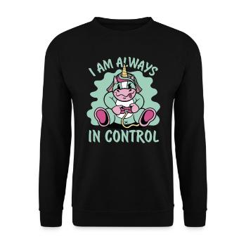 Je suis toujours aux commandes - Unicorn - Jeux vidéo - Sweat-shirt Unisexe - noir - Devant - Alina (178cm) & Michal (187cm)
