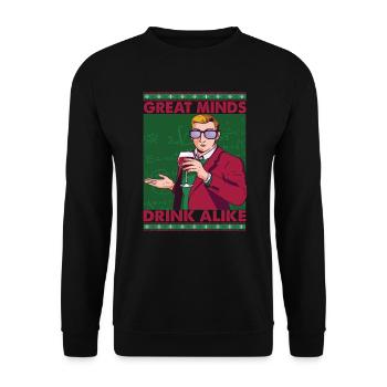 Great Mind Drink Alike - Wine - Mathematician - Unisex Sweatshirt - black - Front - Alina (178cm) & Michal (187cm)