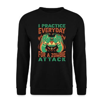 I Practice Everyday For A Zombie Attack - Gambler - Unisex Sweatshirt - black - Front - Alina (178cm) & Michal (187cm)