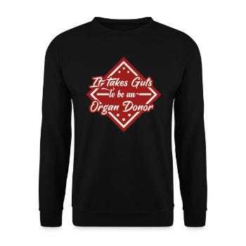 It Takes Guts To Be An Organ Donor - Papa-Witze - Unisex Pullover - Schwarz - Vorne - Alina (178cm) & Michal (187cm)