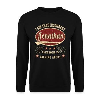 Jonathan i am that legendary Jonathan - Unisex Pullover - Schwarz - Vorne - Alina (178cm) & Michal (187cm)