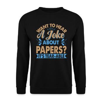 Vous voulez entendre une blague sur le papier? - Blagues de papa - Sweat-shirt Unisexe - noir - Devant - Alina (178cm) & Michal (187cm)