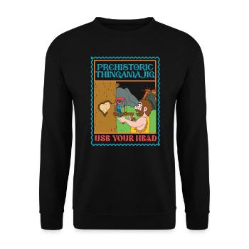 Prehistoric Thingamajig - Use Your Head - Bird - Unisex Sweatshirt - black - Front - Alina (178cm) & Michal (187cm)