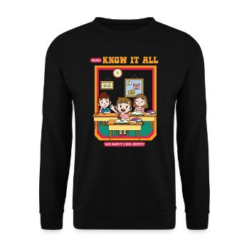 Miss Know It All - We Don't Like You Jenny - Unisex Pullover - Schwarz - Vorne - Alina (178cm) & Michal (187cm)