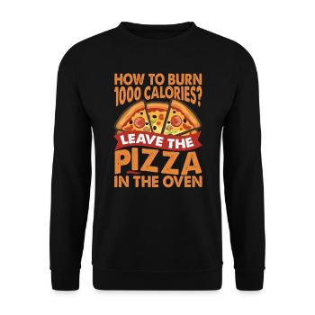How To Burn 100 Calories? - Pizza - Dad jokes - Unisex Sweatshirt - black - Front - Alina (178cm) & Michal (187cm)