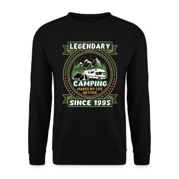 Legendär seit 1995 Camping Geschenk Geburtsjahr - Unisex Pullover - Schwarz - Vorne - Alina (178cm) & Michal (187cm)