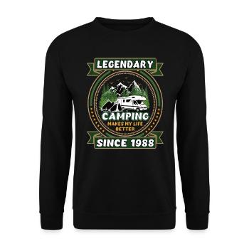 Legendär seit 1988 Camping Geschenk Geburtsjahr - Unisex Pullover - Schwarz - Vorne - Alina (178cm) & Michal (187cm)