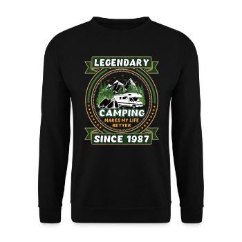 Legendär seit 1987 Camping Geschenk Geburtsjahr - Unisex Pullover - Schwarz - Vorne - Alina (178cm) & Michal (187cm)