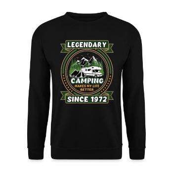 Legendär seit 1972 Camping Geschenk Geburtsjahr - Unisex Pullover - Schwarz - Vorne - Alina (178cm) & Michal (187cm)