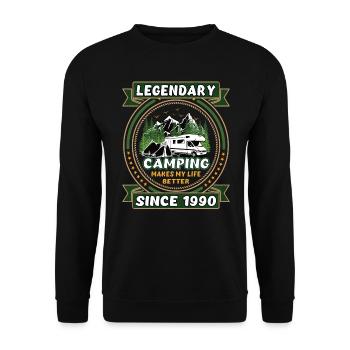 Legendär seit 1990 Camping Geschenk Geburtsjahr - Unisex Pullover - Schwarz - Vorne - Alina (178cm) & Michal (187cm)