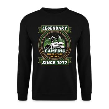 Legendär seit 1977 Camping Geschenk Geburtsjahr - Unisex Pullover - Schwarz - Vorne - Alina (178cm) & Michal (187cm)