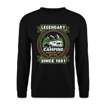Legendär seit 1981 Camping Geschenk Geburtsjahr - Unisex Pullover - Schwarz - Vorne - Alina (178cm) & Michal (187cm)