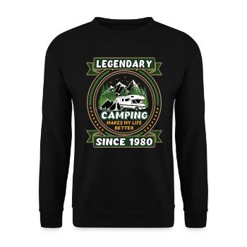 Legendär seit 1980 Camping Geschenk Geburtsjahr - Unisex Pullover - Schwarz - Vorne - Alina (178cm) & Michal (187cm)