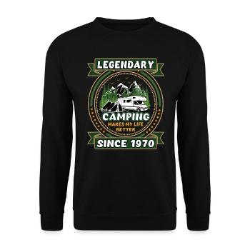 Legendär seit 1970 Camping Geschenk Geburtsjahr - Unisex Pullover - Schwarz - Vorne - Alina (178cm) & Michal (187cm)