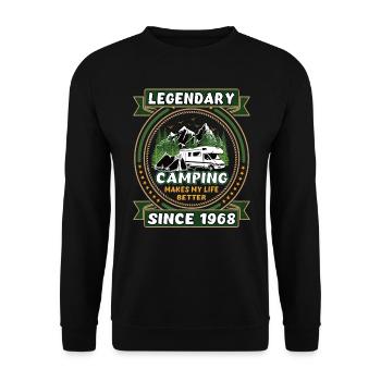 Legendär seit 1968 Camping Geschenk Geburtsjahr - Unisex Pullover - Schwarz - Vorne - Alina (178cm) & Michal (187cm)