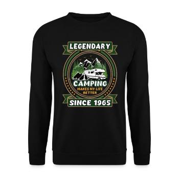 Legendär seit 1965 Camping Geschenk Geburtsjahr - Unisex Pullover - Schwarz - Vorne - Alina (178cm) & Michal (187cm)