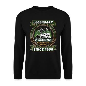 Legendär seit 1960 Camping Geschenk Geburtsjahr - Unisex Pullover - Schwarz - Vorne - Alina (178cm) & Michal (187cm)