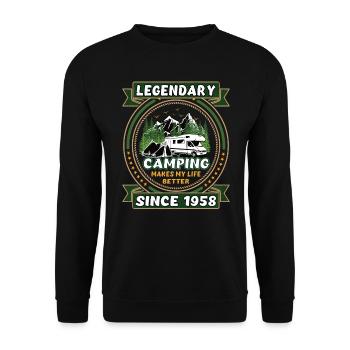 Legendär seit 1958 Camping Geschenk Geburtsjahr - Unisex Pullover - Schwarz - Vorne - Alina (178cm) & Michal (187cm)