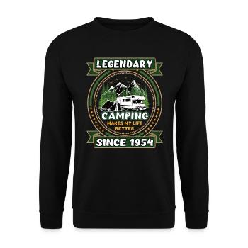 Legendär seit 1954 Camping Geschenk Geburtsjahr - Unisex Pullover - Schwarz - Vorne - Alina (178cm) & Michal (187cm)