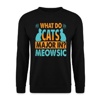 Dans quoi les chats se spécialisent-ils? Meowsic - Blagues de papa - Sweat-shirt Unisexe - noir - Devant - Alina (178cm) & Michal (187cm)