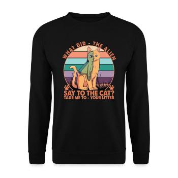 Qu’est-ce que l’extraterrestre a dit au chat? - Blagues de papa - Sweat-shirt Unisexe - noir - Devant - Alina (178cm) & Michal (187cm)