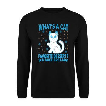What's A Cat Favorite Dessert? Funny dad jokes - Unisex Sweatshirt - black - Front - Alina (178cm) & Michal (187cm)