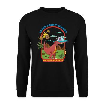 Blast From The Past - Dinosaurs - Funny Alien - Unisex Pullover - Schwarz - Vorne - Alina (178cm) & Michal (187cm)