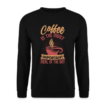 Coffee Is The Most Important Meal Of The Day - Unisex Pullover - Schwarz - Vorne - Alina (178cm) & Michal (187cm)