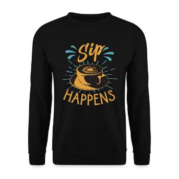 Sip Happens! - Funny coffee puns - Barista - Unisex Sweatshirt - black - Front - Alina (178cm) & Michal (187cm)