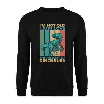I'm Not Old, I Just Love The History Of Dinosaurs - Unisex Pullover - Schwarz - Vorne - Alina (178cm) & Michal (187cm)
