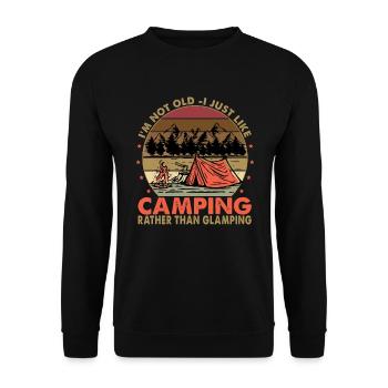 Je ne suis pas vieux, j’aime juste le camping - Glamping - Sweat-shirt Unisexe - noir - Devant - Alina (178cm) & Michal (187cm)