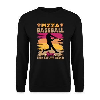 Pizza, Baseball Et, Bière Puis Bye-Bye Monde - Sweat-shirt Unisexe - noir - Devant - Alina (178cm) & Michal (187cm)