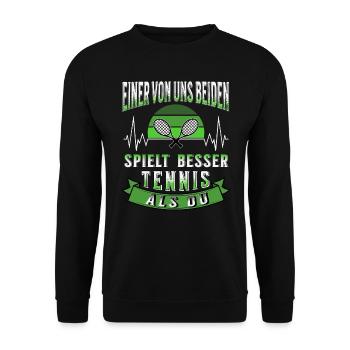 Tennis L’un de nous deux joue mieux au tennis - Sweat-shirt Unisexe - noir - Devant - Alina (178cm) & Michal (187cm)