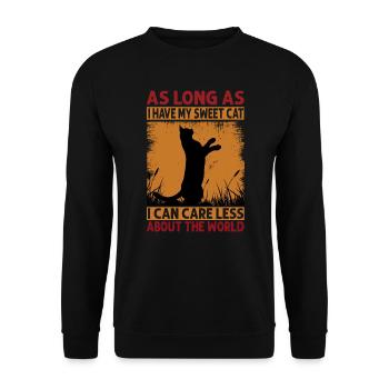 As Long As I Have My Sweet Cat I Can Care Less - Unisex Pullover - Schwarz - Vorne - Alina (178cm) & Michal (187cm)