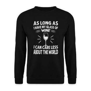 Tant que j’ai mon verre de vin, je m’en fiche - Sweat-shirt Unisexe - noir - Devant - Alina (178cm) & Michal (187cm)