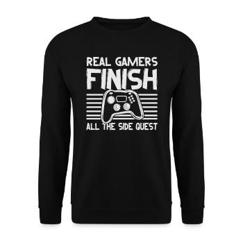 Real Gamers Finishes All The Side Quests - Video G - Unisex Sweatshirt - black - Front - Alina (178cm) & Michal (187cm)