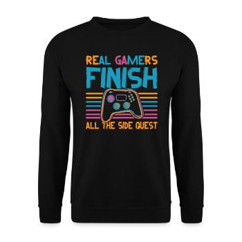 Real Gamers Finishes All The Side Quests - Video G - Unisex Sweatshirt - black - Front - Alina (178cm) & Michal (187cm)