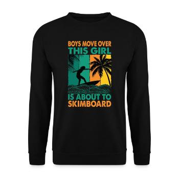Les garçons se déplacent sur cette fille est sur le point de faire du skimboard - S - Sweat-shirt Unisexe - noir - Devant - Alina (178cm) & Michal (187cm)