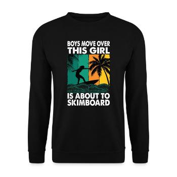 Les garçons se déplacent sur cette fille est sur le point de faire du skimboard - S - Sweat-shirt Unisexe - noir - Devant - Alina (178cm) & Michal (187cm)