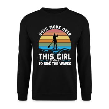 Les garçons se déplacent Cette fille est sur le point de surfer sur la vague - Sweat-shirt Unisexe - noir - Devant - Alina (178cm) & Michal (187cm)