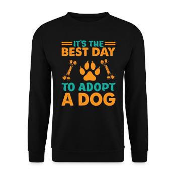 It's The Best Day To Adopt A Dog - Pets - Adoption - Unisex Sweatshirt - black - Front - Alina (178cm) & Michal (187cm)