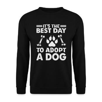 It's The Best Day To Adopt A Dog - Pets - Adoption - Unisex Sweatshirt - black - Front - Alina (178cm) & Michal (187cm)