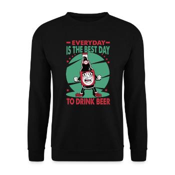 Everyday Is The Best Day To Drink Beer - Bar - Pub - Unisex Pullover - Schwarz - Vorne - Alina (178cm) & Michal (187cm)