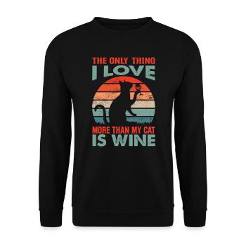 La seule chose que j’aime plus que mon chat, c’est le vin - F - Sweat-shirt Unisexe - noir - Devant - Alina (178cm) & Michal (187cm)